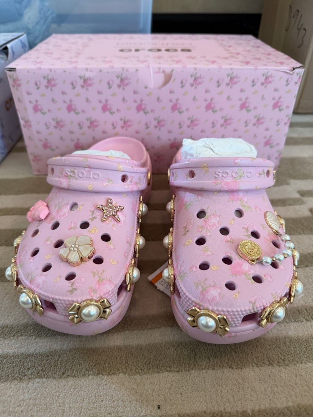 LoveShackFancy x Crocs Pink Floral Box